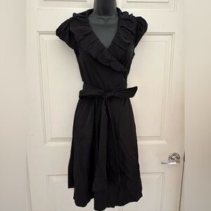 Diane Von Furstenberg DVF Black Wrap Dress Sz 4 with Pockets